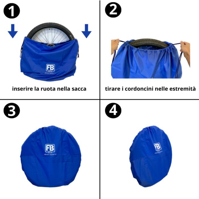Telo/Sacca Portaruota Bici Trattieni Fango - Da Trasporto - Federico Baccan -Blu